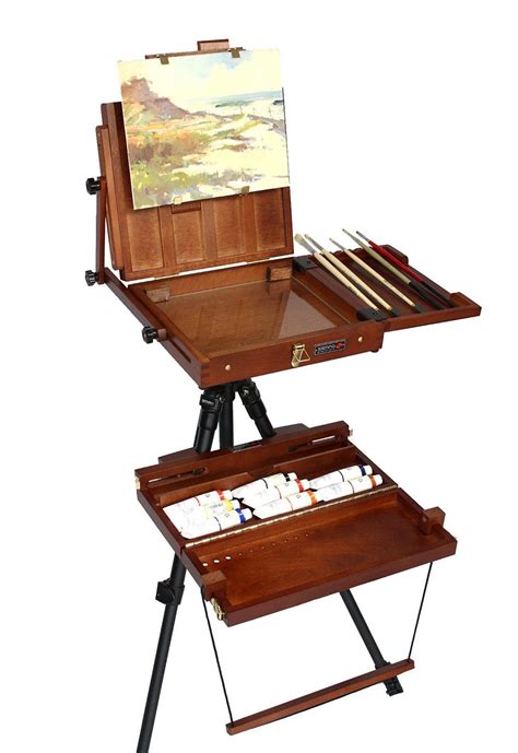 antique metal painter easel box|wooden art box with easel.